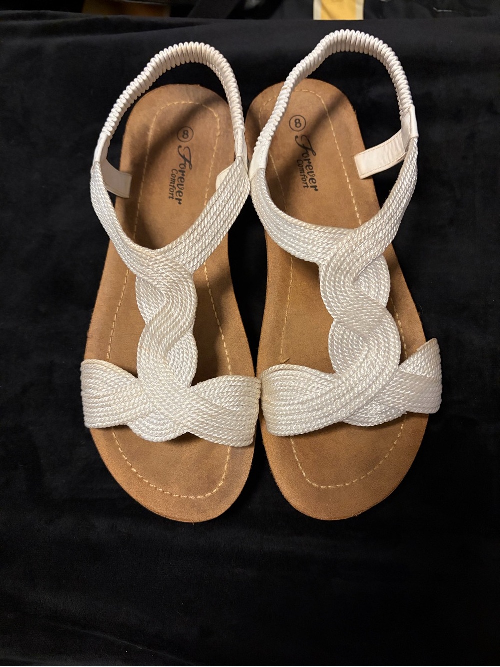 Forever Comfort Sandals with white breaded straps - Size 8 NWOT